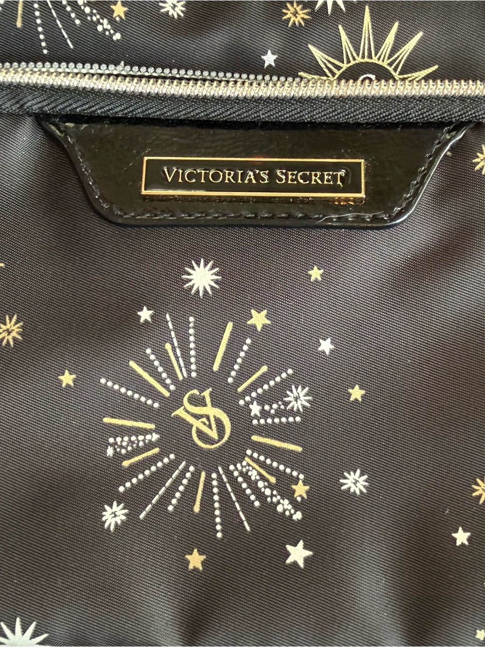 Victoria's Secret Black & Gold Starburst Makeup/Travel Bag